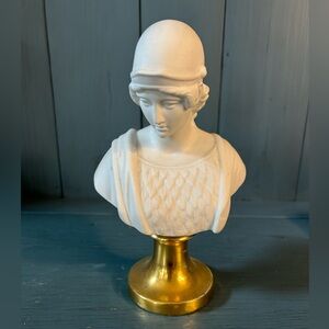 Vintage White Greek Lady Bust Sculpture with Gold Base - Bidasoa